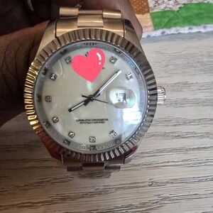 Silver and Pearl White Unisex Luxury Watch